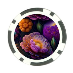 Ai Generated Flowers Plants Petals Buds Poker Chip Card Guard by Ravend