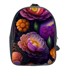 Ai Generated Flowers Plants Petals Buds School Bag (large) by Ravend