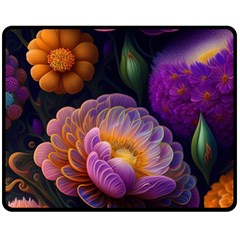 Ai Generated Flowers Plants Petals Buds Fleece Blanket (medium) by Ravend