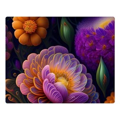 Ai Generated Flowers Plants Petals Buds Premium Plush Fleece Blanket (large) by Ravend