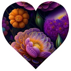 Ai Generated Flowers Plants Petals Buds Wooden Puzzle Heart