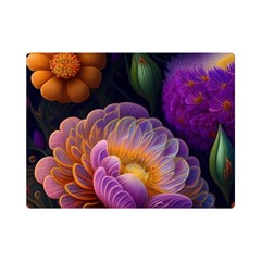 Ai Generated Flowers Plants Petals Buds One Side Premium Plush Fleece Blanket (mini) by Ravend