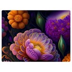 Ai Generated Flowers Plants Petals Buds One Side Premium Plush Fleece Blanket (Extra Small) 40 x30  Blanket Front