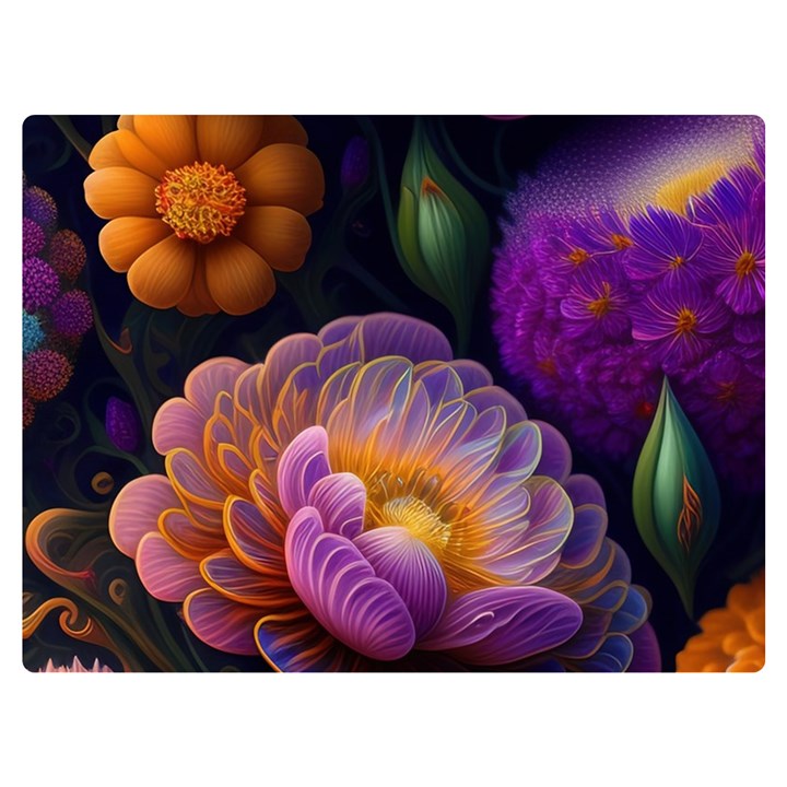 Ai Generated Flowers Plants Petals Buds One Side Premium Plush Fleece Blanket (Extra Small)