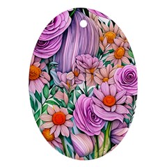 Bright And Brilliant Bouquet Oval Ornament (two Sides) by GardenOfOphir