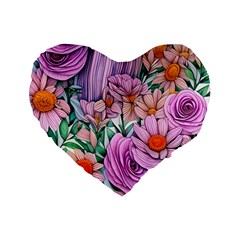 Bright And Brilliant Bouquet Standard 16  Premium Heart Shape Cushions by GardenOfOphir