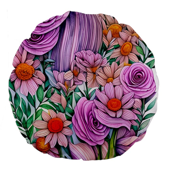 Bright And Brilliant Bouquet Large 18  Premium Flano Round Cushions