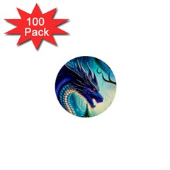 Ai Generated Dragon Fractal Art Texture 1  Mini Buttons (100 Pack) 