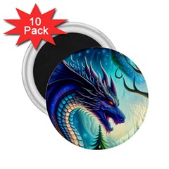 Ai Generated Dragon Fractal Art Texture 2 25  Magnets (10 Pack)  by Ravend