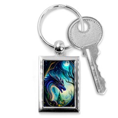 Ai Generated Dragon Fractal Art Texture Key Chain (rectangle) by Ravend