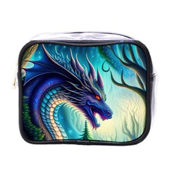 Ai Generated Dragon Fractal Art Texture Mini Toiletries Bag (one Side) by Ravend