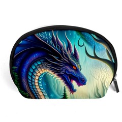 Ai Generated Dragon Fractal Art Texture Accessory Pouch (large) by Ravend