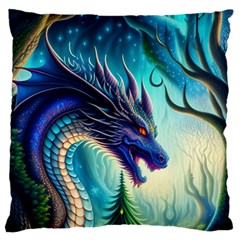 Ai Generated Dragon Fractal Art Texture Large Premium Plush Fleece Cushion Case (two Sides) by Ravend