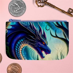 Ai Generated Dragon Fractal Art Texture Large Coin Purse by Ravend