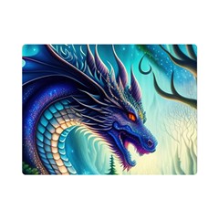 Ai Generated Dragon Fractal Art Texture One Side Premium Plush Fleece Blanket (mini) by Ravend