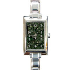 Monstera Plant Tropical Jungle Leaves Pattern Rectangle Italian Charm Watch by Ravend