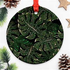 Monstera Plant Tropical Jungle Leaves Pattern Ornament (round) by Ravend