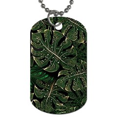 Monstera Plant Tropical Jungle Leaves Pattern Dog Tag (one Side) by Ravend