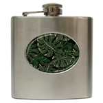 Monstera Plant Tropical Jungle Leaves Pattern Hip Flask (6 oz) Front