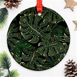 Monstera Plant Tropical Jungle Leaves Pattern Round Ornament (Two Sides) Front