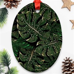 Monstera Plant Tropical Jungle Leaves Pattern Oval Ornament (two Sides) by Ravend