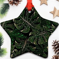 Monstera Plant Tropical Jungle Leaves Pattern Star Ornament (two Sides) by Ravend