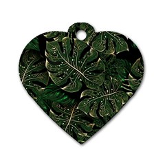 Monstera Plant Tropical Jungle Leaves Pattern Dog Tag Heart (one Side) by Ravend