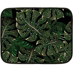 Monstera Plant Tropical Jungle Leaves Pattern One Side Fleece Blanket (mini) by Ravend