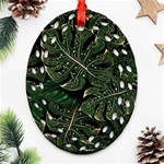 Monstera Plant Tropical Jungle Leaves Pattern Ornament (Oval Filigree) Front