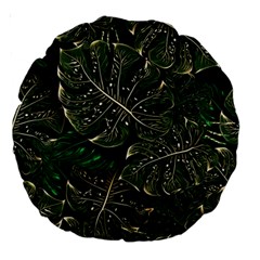 Monstera Plant Tropical Jungle Leaves Pattern Large 18  Premium Round Cushions by Ravend