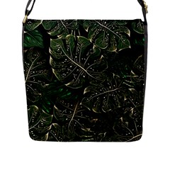 Monstera Plant Tropical Jungle Leaves Pattern Flap Closure Messenger Bag (l) by Ravend