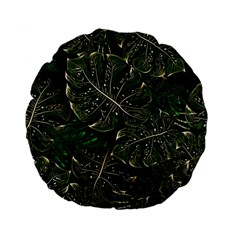 Monstera Plant Tropical Jungle Leaves Pattern Standard 15  Premium Flano Round Cushions by Ravend