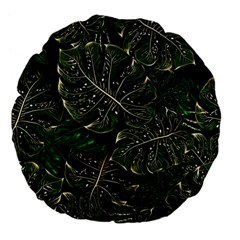 Monstera Plant Tropical Jungle Leaves Pattern Large 18  Premium Flano Round Cushions by Ravend