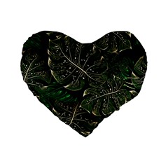 Monstera Plant Tropical Jungle Leaves Pattern Standard 16  Premium Flano Heart Shape Cushions by Ravend