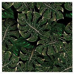 Monstera Plant Tropical Jungle Leaves Pattern Wooden Puzzle Square by Ravend