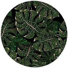 Monstera Plant Tropical Jungle Leaves Pattern Wooden Puzzle Round by Ravend