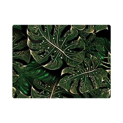 Monstera Plant Tropical Jungle Leaves Pattern One Side Premium Plush Fleece Blanket (mini) by Ravend