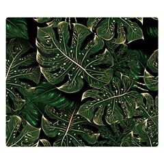 Monstera Plant Tropical Jungle Leaves Pattern One Side Premium Plush Fleece Blanket (small) by Ravend