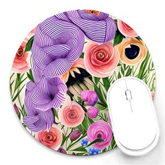 Brittle And Broken Blossoms Round Mousepad by GardenOfOphir