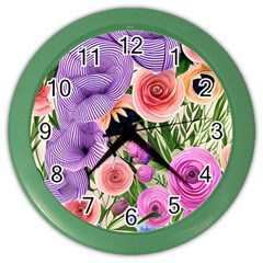 Brittle And Broken Blossoms Color Wall Clock by GardenOfOphir