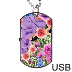 Brittle And Broken Blossoms Dog Tag Usb Flash (one Side) by GardenOfOphir