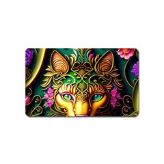 Ai Generated Paisley Pattern Feline Floral Magnet (name Card) by Ravend