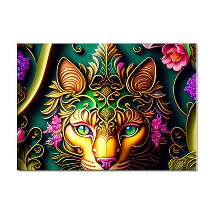 Ai Generated Paisley Pattern Feline Floral Sticker A4 (10 pack)