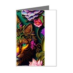 Ai Generated Paisley Pattern Feline Floral Mini Greeting Card Left