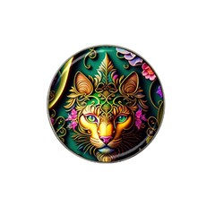 Ai Generated Paisley Pattern Feline Floral Hat Clip Ball Marker by Ravend