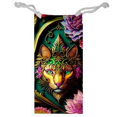 Ai Generated Paisley Pattern Feline Floral Jewelry Bag by Ravend