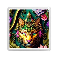 Ai Generated Paisley Pattern Feline Floral Memory Card Reader (square) by Ravend