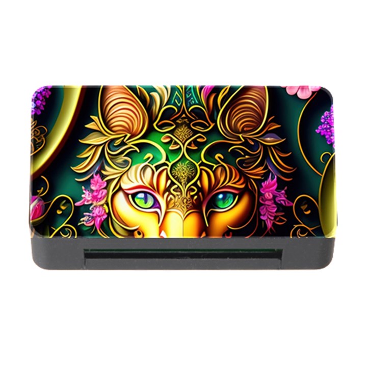 Ai Generated Paisley Pattern Feline Floral Memory Card Reader with CF