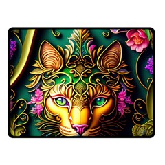 Ai Generated Paisley Pattern Feline Floral Fleece Blanket (small) by Ravend