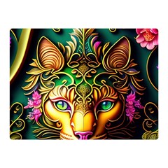 Ai Generated Paisley Pattern Feline Floral Premium Plush Fleece Blanket (mini) by Ravend